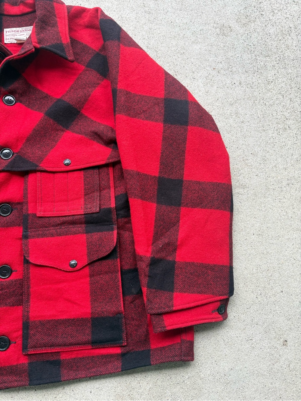 Vintage Filson Double Mackinaw Cruiser Wool Jacket USA Buffalo Plaid Mens XL - Picture 4 of 13